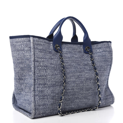 Chanel Woven Straw Raffia Medium Deauville Tote Blue 3 of 10