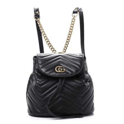 Gucci Calfskin Matelasse GG Marmont Flap Backpack Black 1 of 10