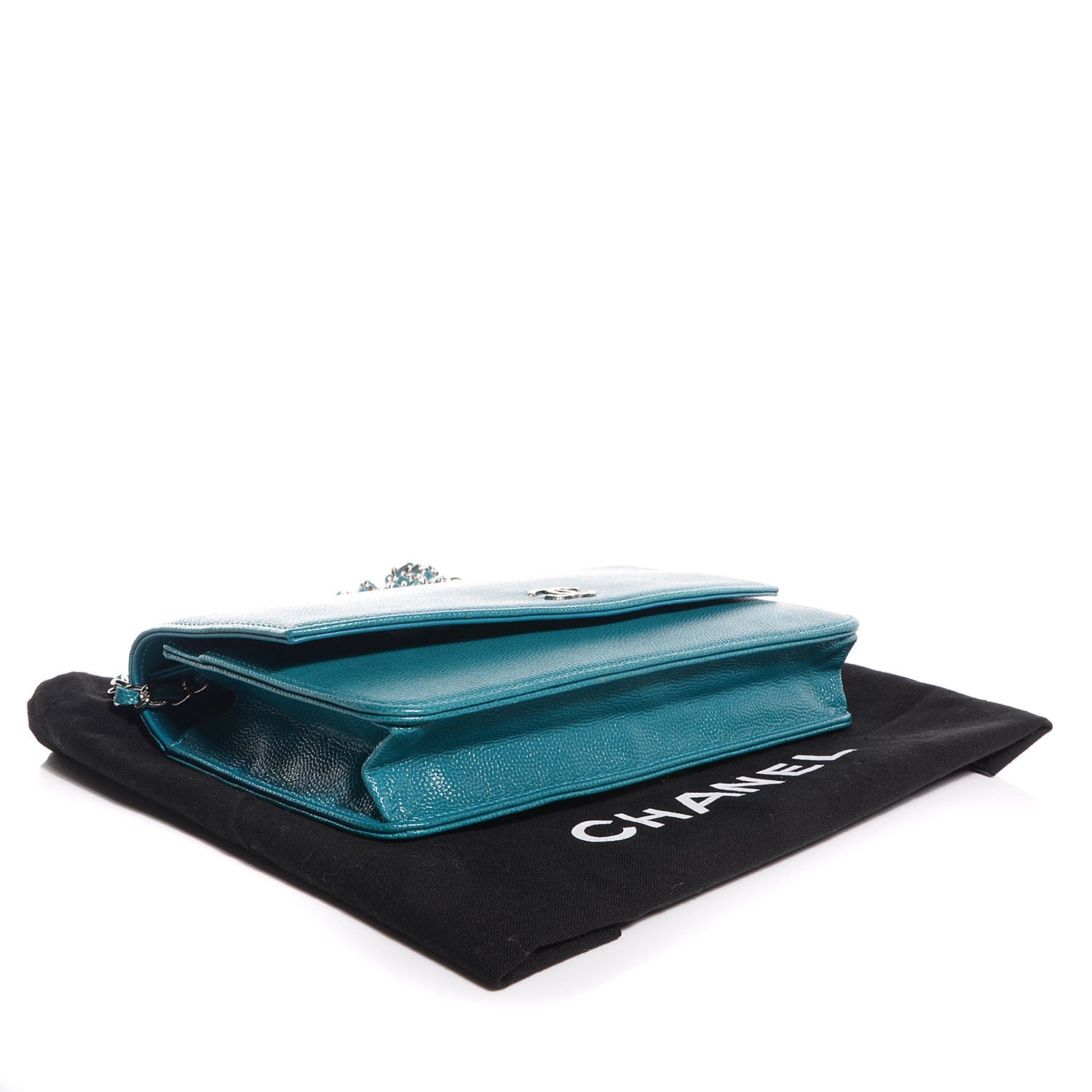 Chanel Caviar Sevruga Wallet on Chain WOC Turquoise 4 of 8