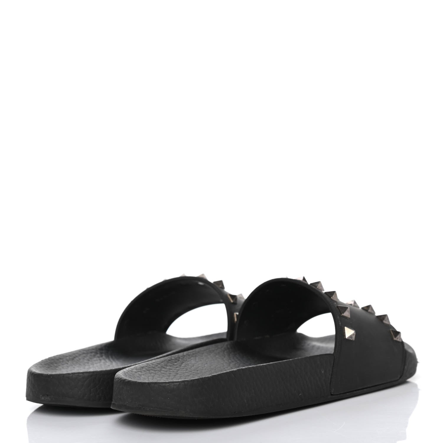 Valentino Garavani Rubber Rockstud Slide Sandals 38 Black 3 of 4