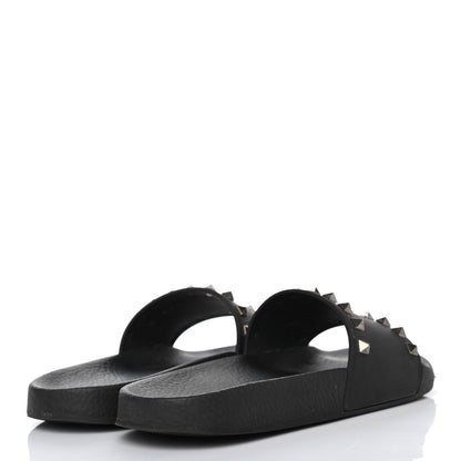 Valentino Garavani Rubber Rockstud Slide Sandals 38 Black 3 of 4