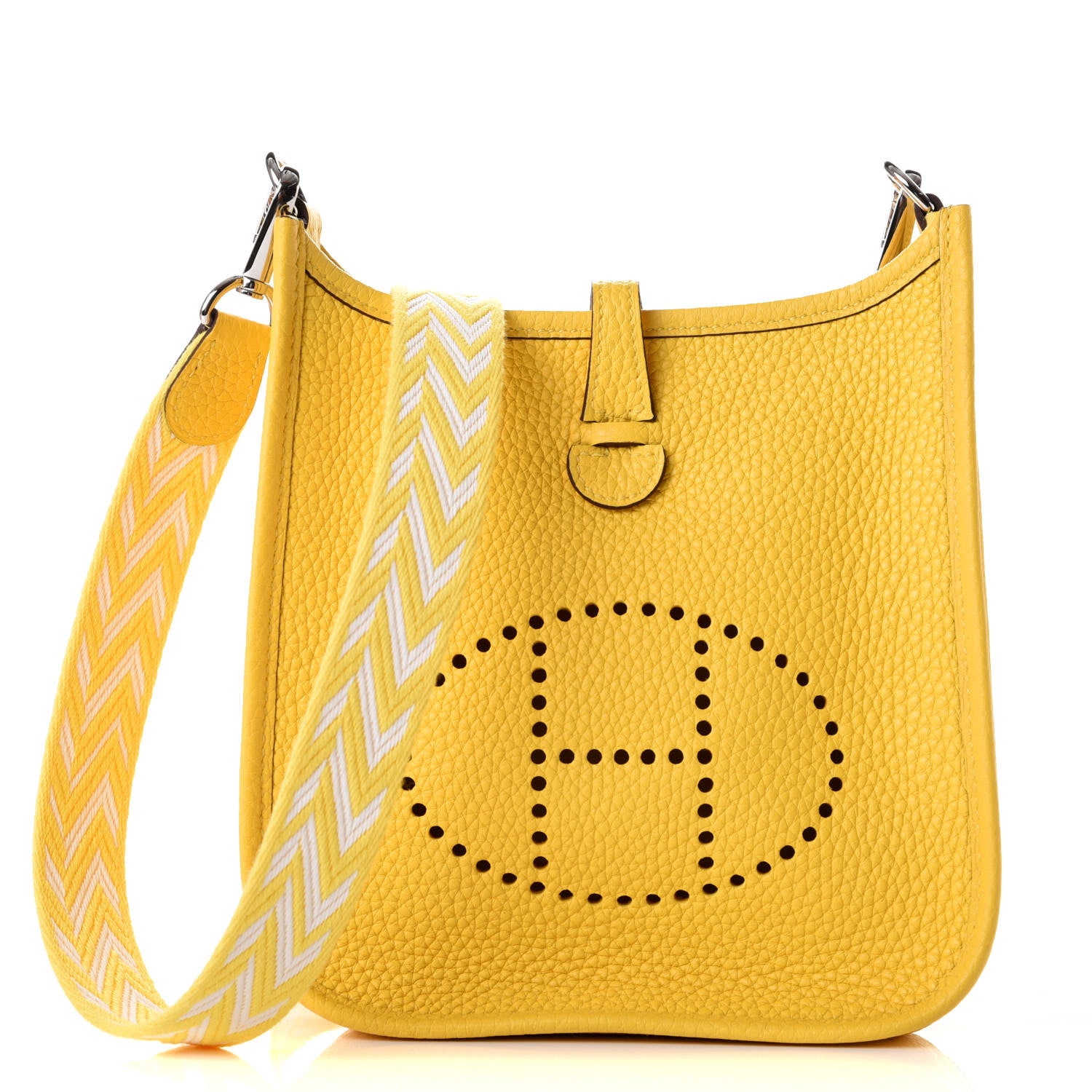 Hermes Taurillon Clemence Amazone Evelyne TPM Jaune De Naples White 1 of 9