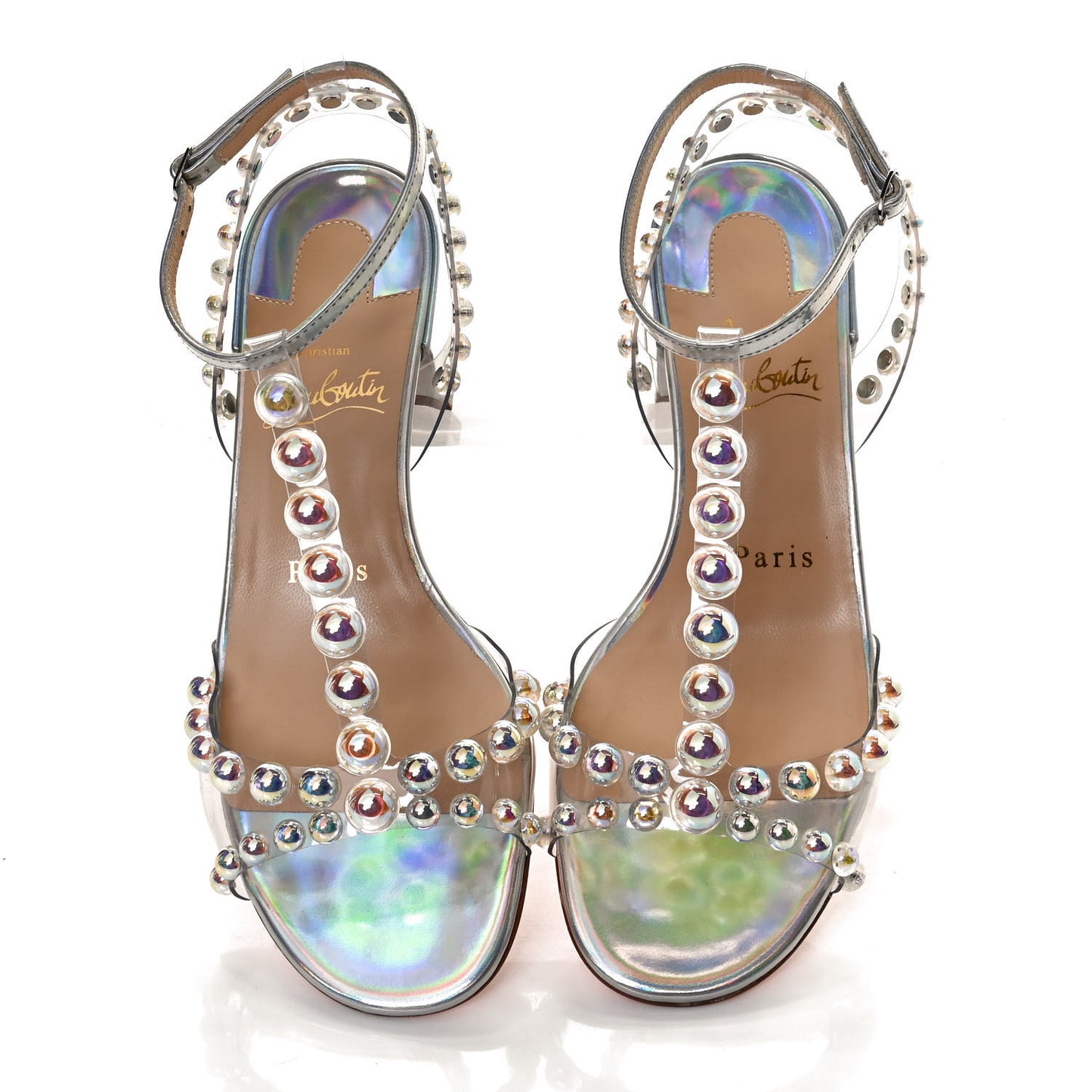 Iridescent Patent PVC Faridaravie 25 Sandals 35 Silver