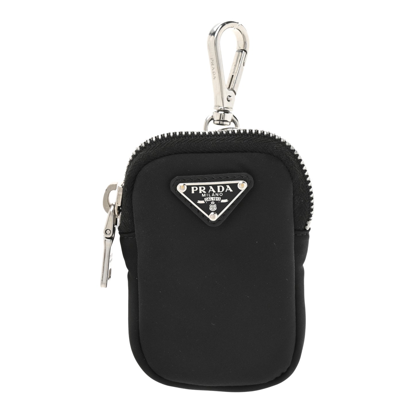 Re-Nylon Pocket Triangle Padded Mini Key Chain Pouch Black