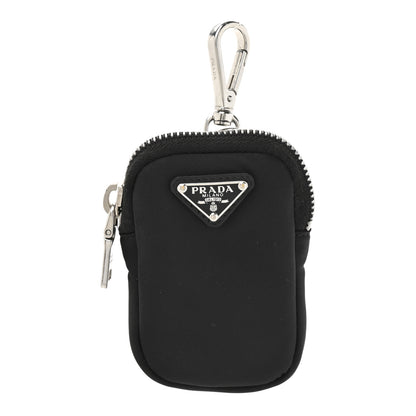 Prada Re-Nylon Pocket Triangle Padded Mini Key Chain Pouch Black 1 of 6