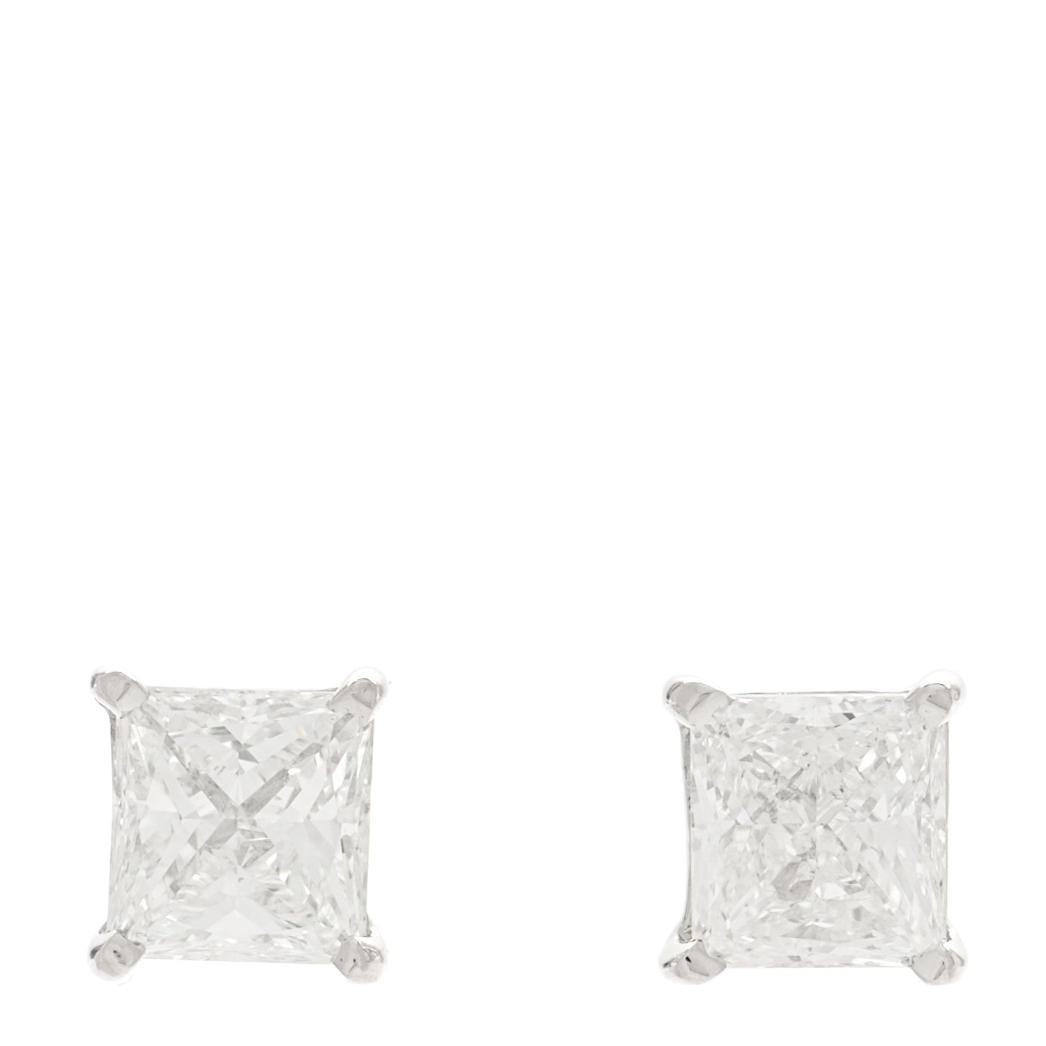Parker & West by FASHIONPHILE Platinum Diamond .76ctw Princess Cut Solitaire Earrings 1 of 6