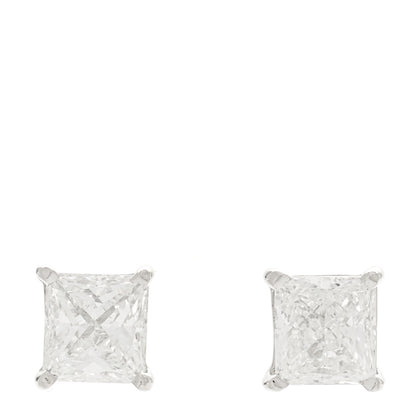 Parker & West by FASHIONPHILE Platinum Diamond .76ctw Princess Cut Solitaire Earrings 1 of 6