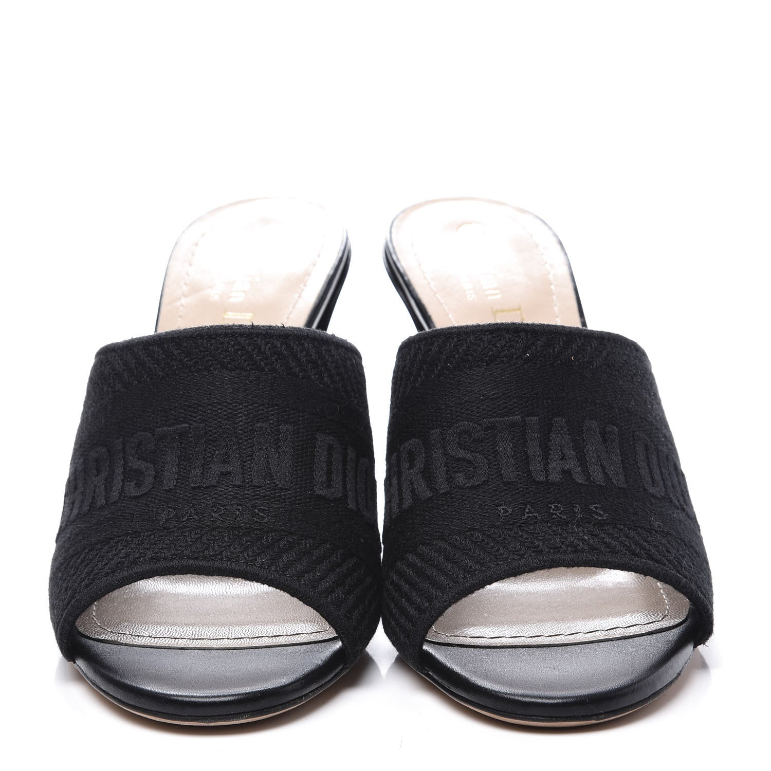 Christian Dior Cotton Embroidered Dway 85mm Slide Sandals 37 Black 3 of 10