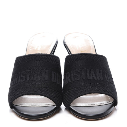 Christian Dior Cotton Embroidered Dway 85mm Slide Sandals 37 Black 3 of 10