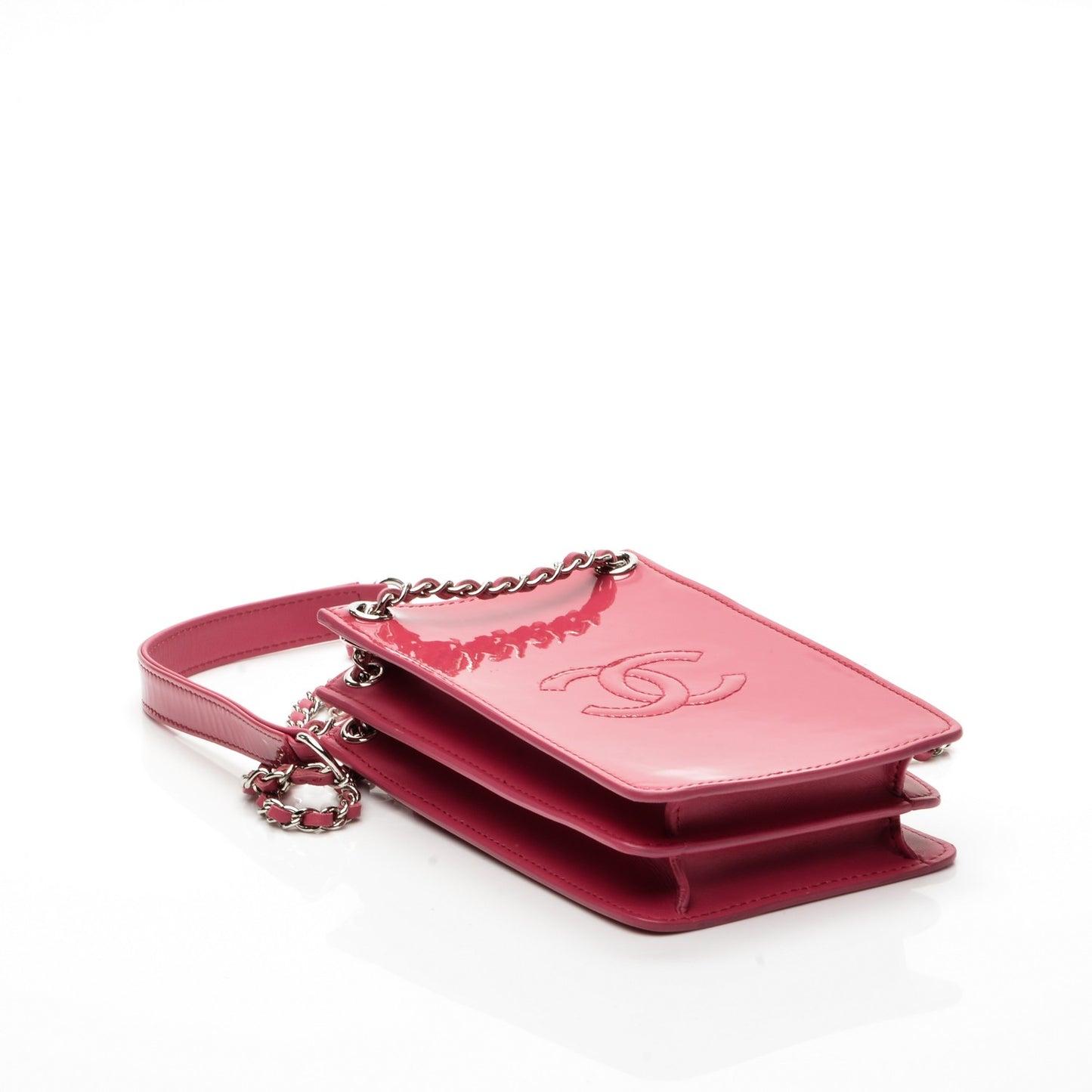 Patent Crossbody CC Phone Holder Dark Pink