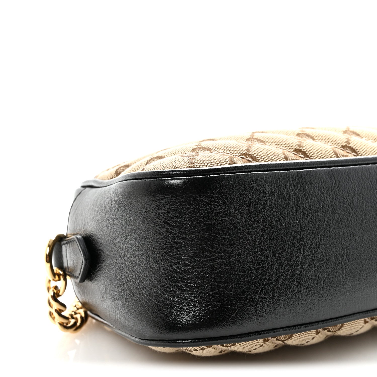 Gucci Monogram Matelasse Diagonal Small GG Marmont Chain Shoulder Bag Beige Black 9 of 10