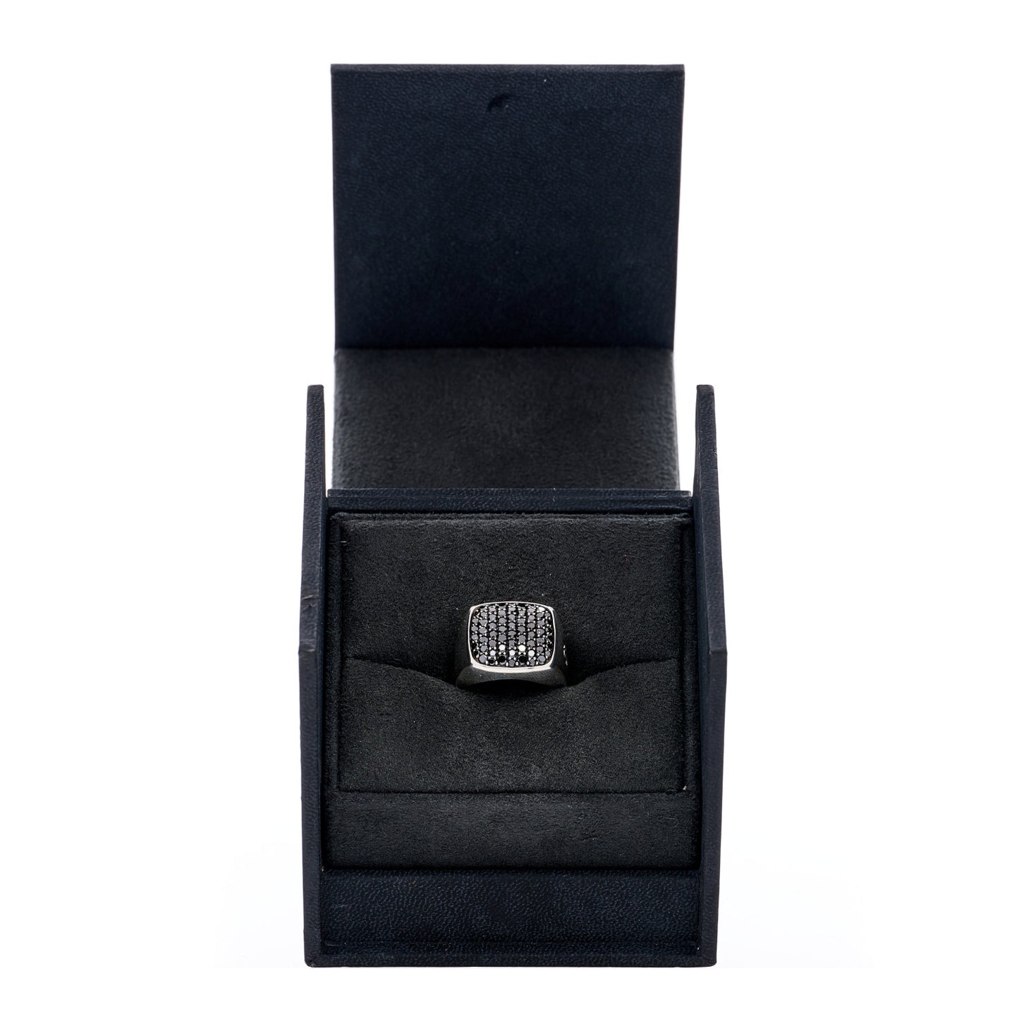 Sterling Silver Black Diamond Streamline Signet Ring 57 8