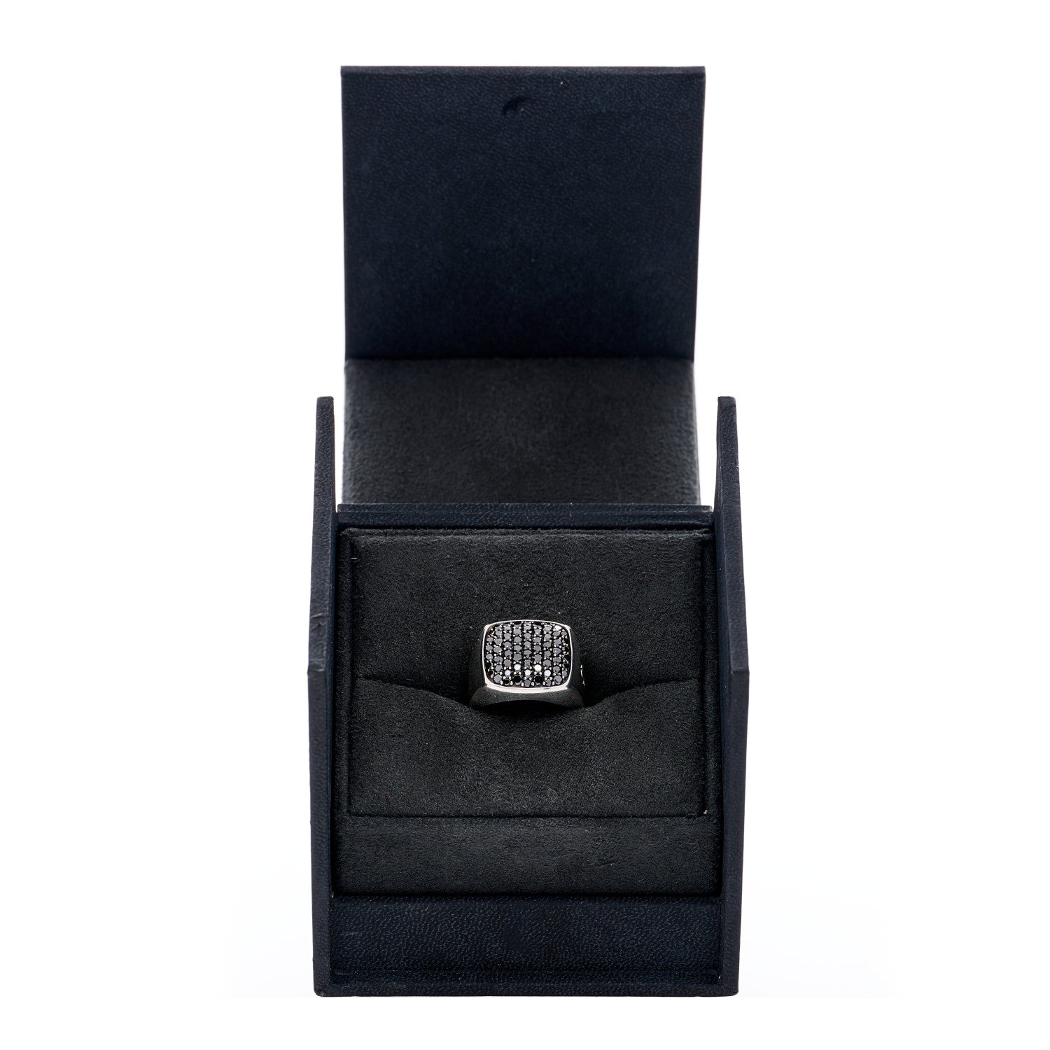 David Yurman Sterling Silver Black Diamond Streamline Signet Ring 57 8 5 of 5