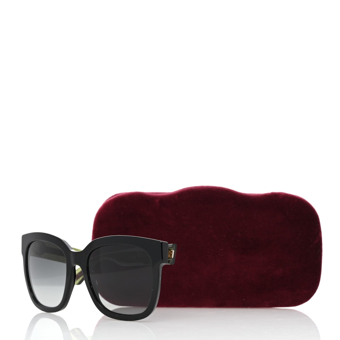 Acetate Square Frame Web Glitter Sunglasses GG0034S Black Green