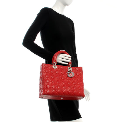 Christian Dior Vintage Lambskin Cannage Large Lady Dior Red 2 of 20