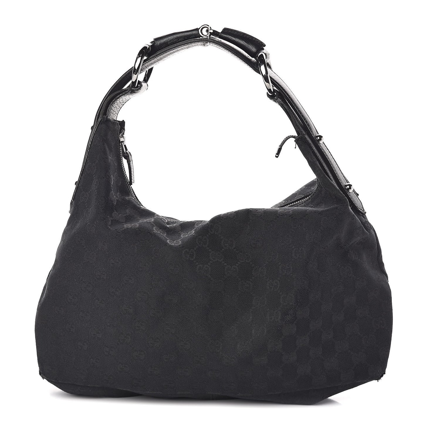 Monogram Medium Horsebit Chain Hobo Black