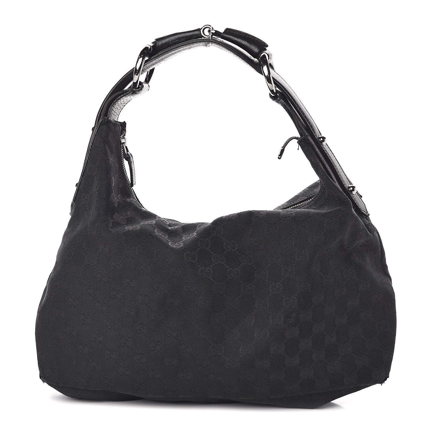 Gucci Monogram Medium Horsebit Chain Hobo Black 1 of 11