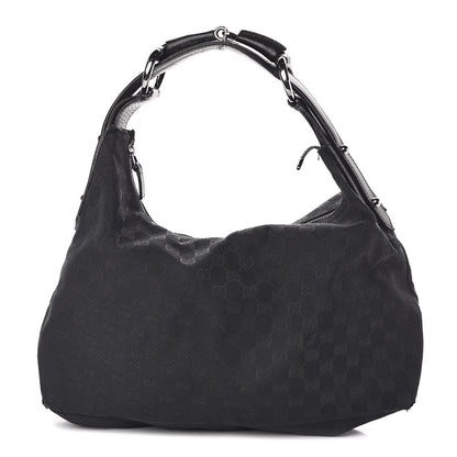 Gucci Monogram Medium Horsebit Chain Hobo Black 1 of 11