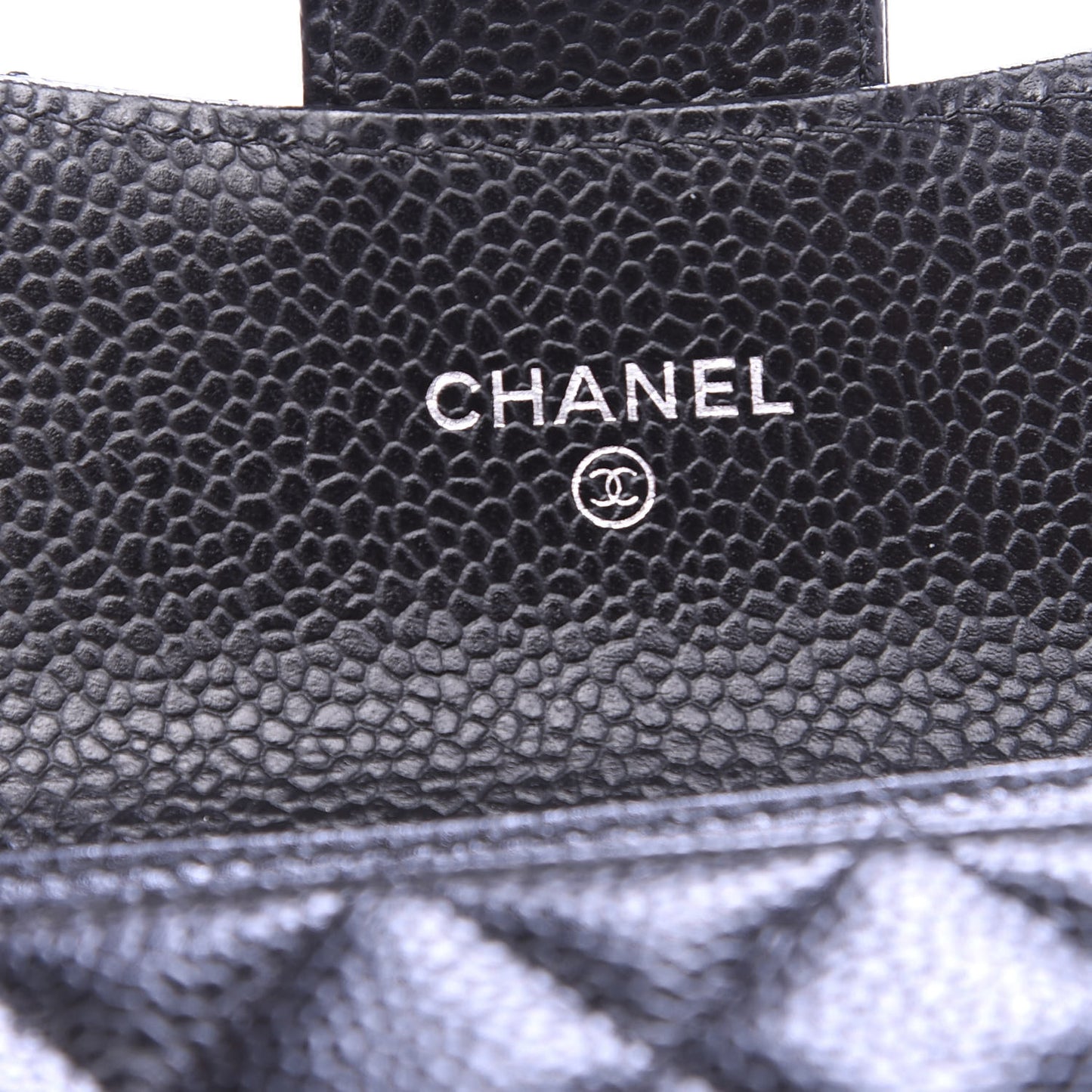 Caviar Quilted Flap Card Holder Wallet Black