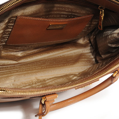 Prada Saffiano Lux Medium Double Zip Tote Caramel 3 of 11