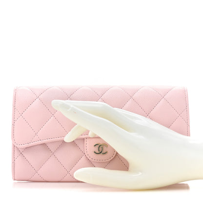 Chanel Caviar Quilted Large Gusset Flap Wallet Light Pink 2 of 13