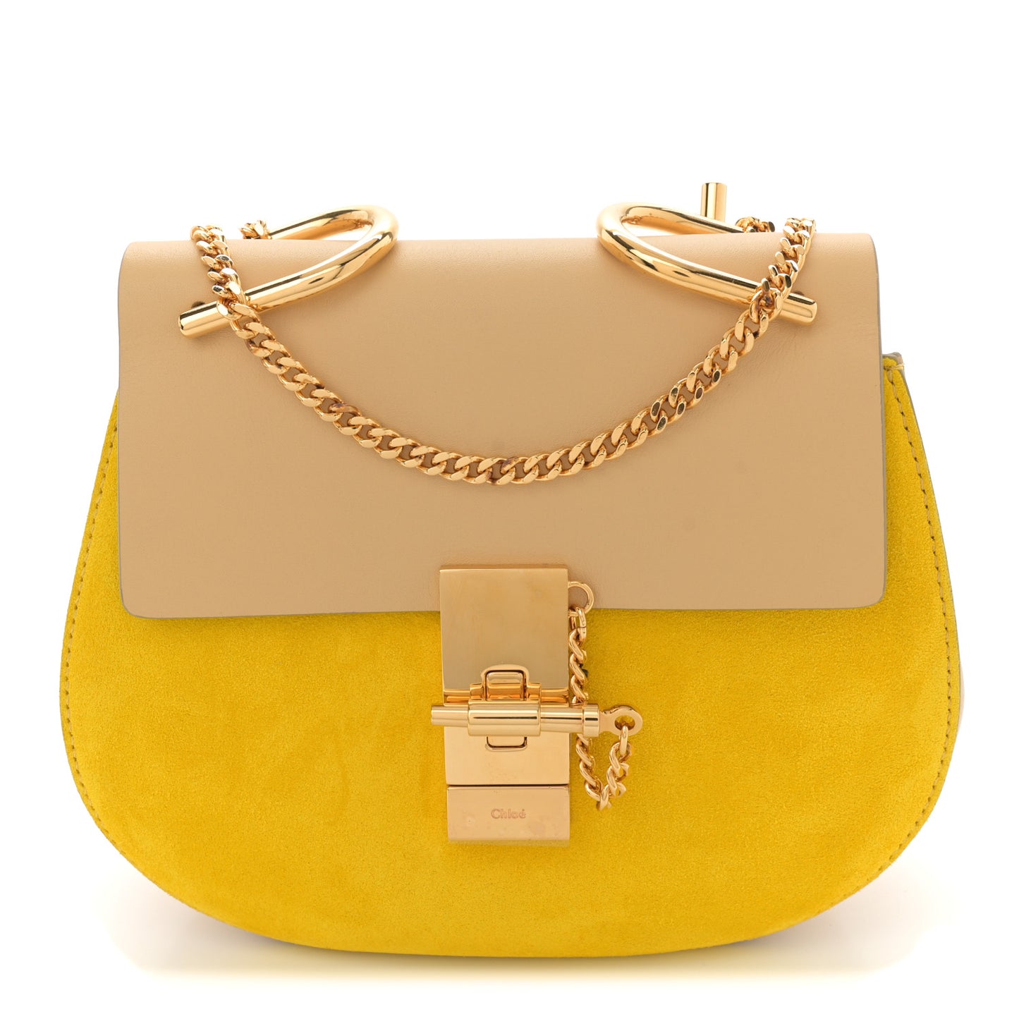 Suede Smooth Calfskin Mini Drew Shoulder Bag Cork Beige