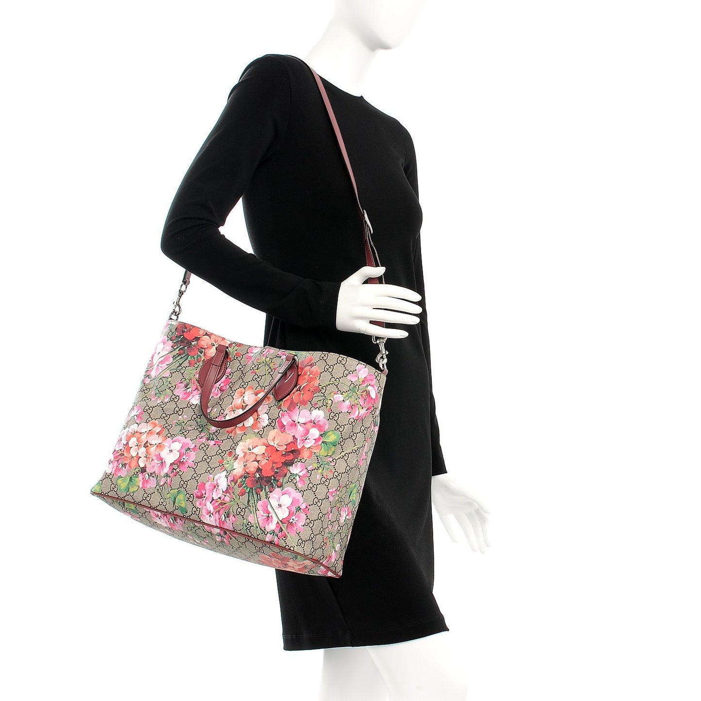Soft GG Supreme Monogram Blooms Medium Crossbody Tote Beige Multicolor Dry Rose
