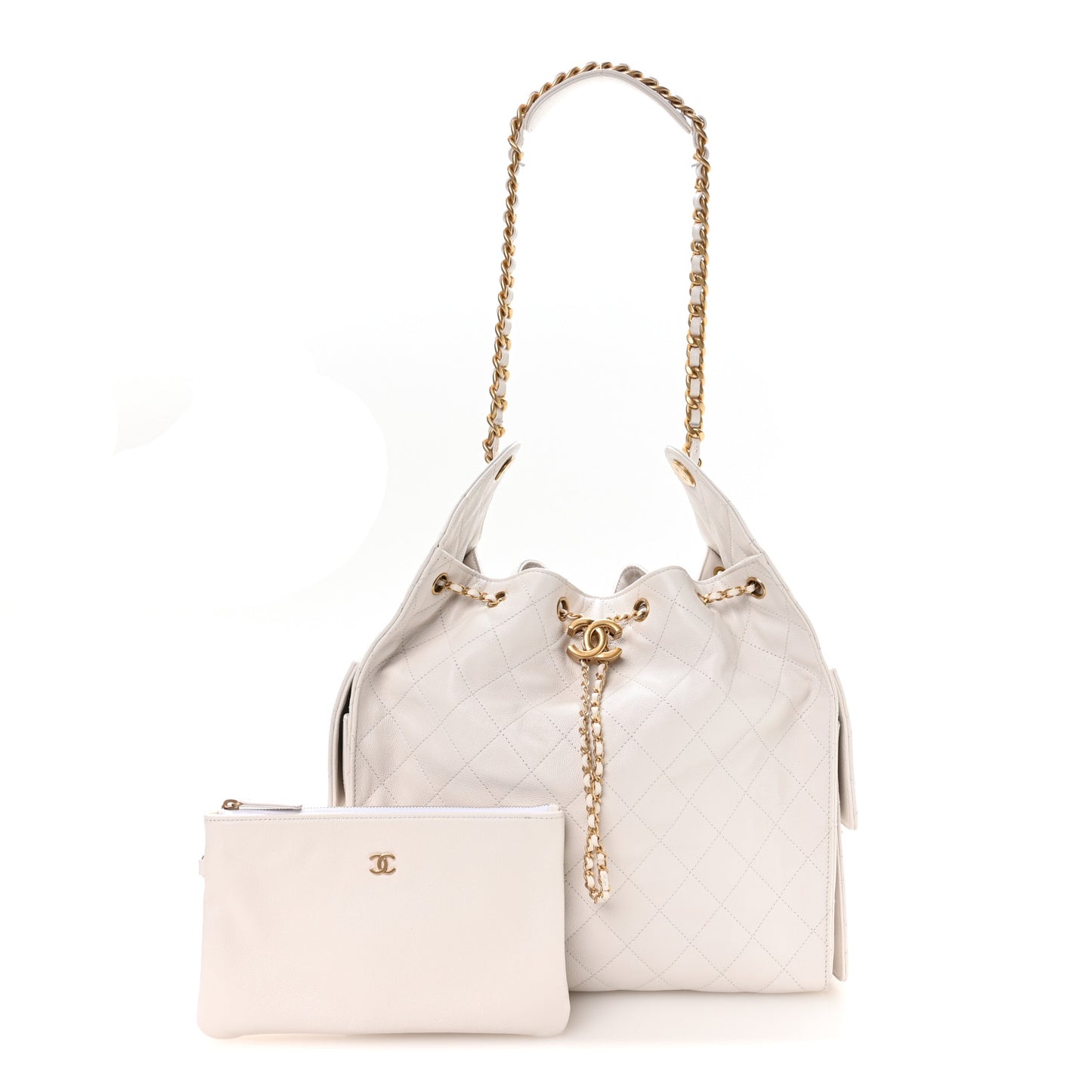 Caviar Quilted Medium Chanel 25 Handbag White