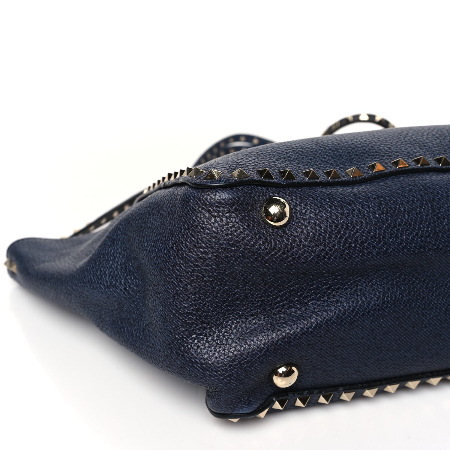 Valentino Garavani Pebbled Calfskin Medium Rockstud Tote Deep Denim 7 of 9