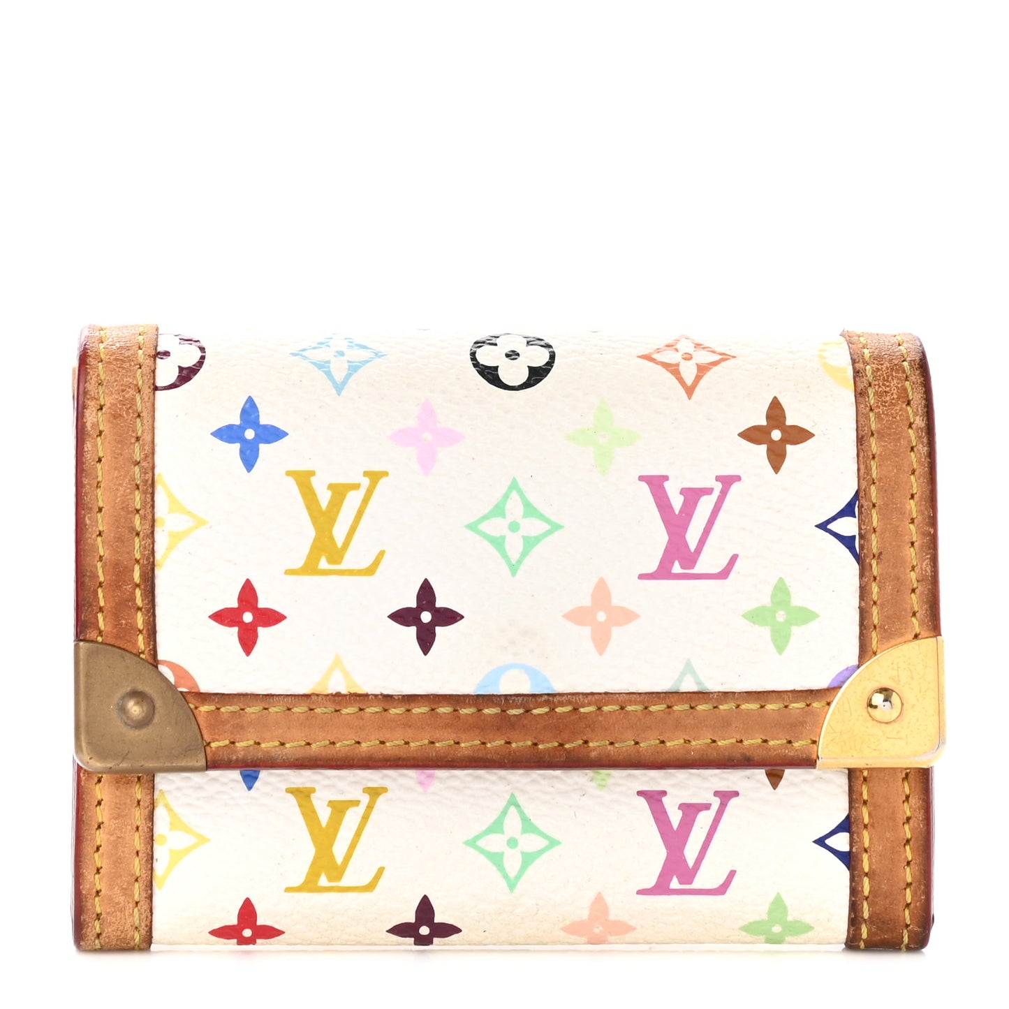 Monogram Multicolor Porte-Monnaie Plat Coin Purse White