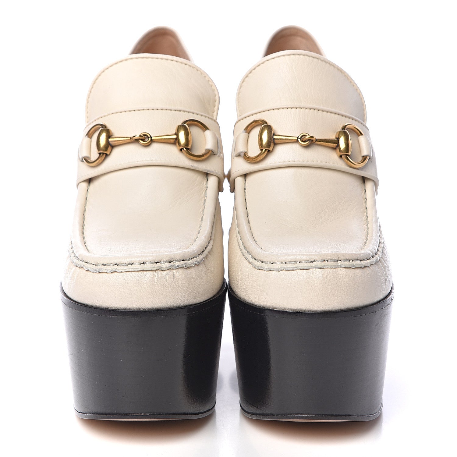 Gucci Malaga Kid Pearl Studded Vegas Platform Loafers 37 Mystic White 2 of 14