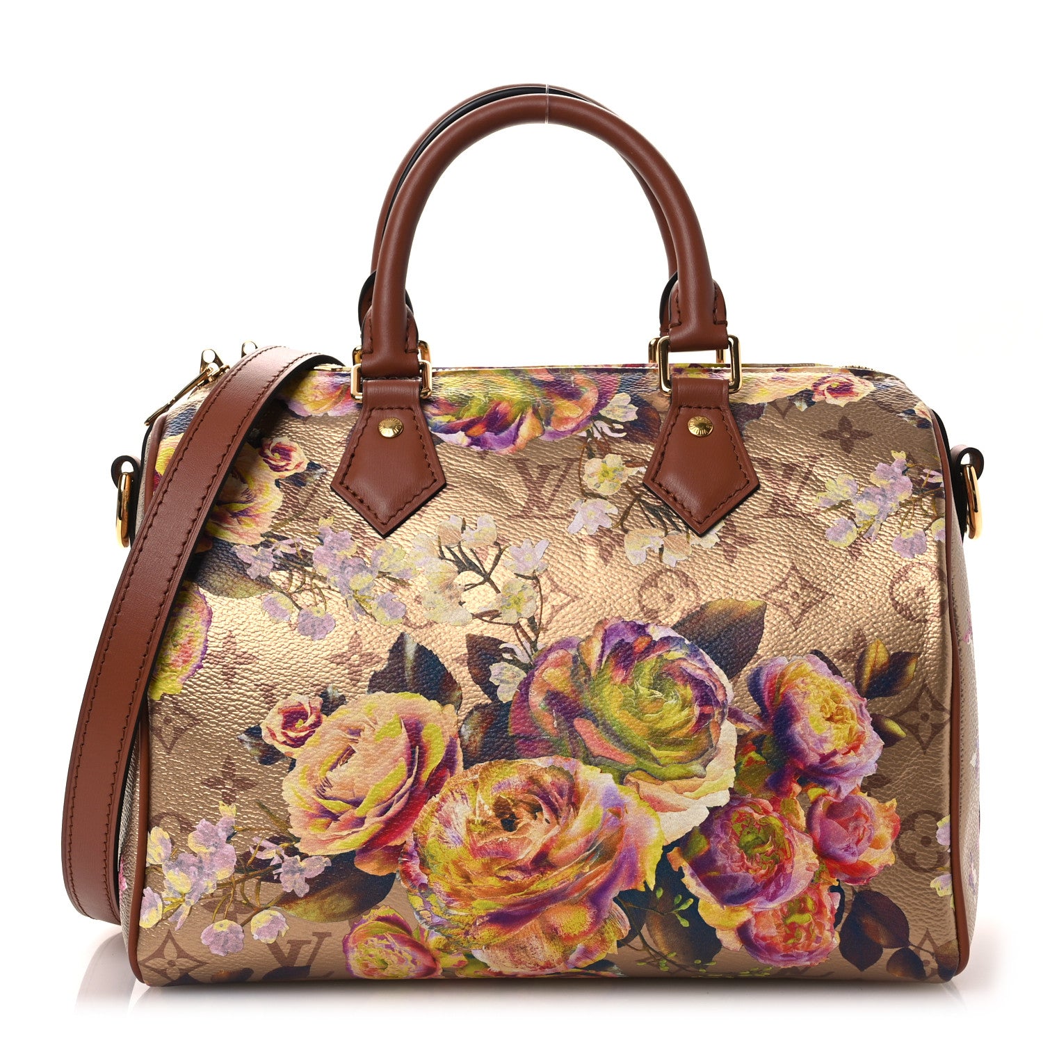 Louis Vuitton Metallic Monogram LV Garden Speedy Bandouliere 25 Gold 1 of 9