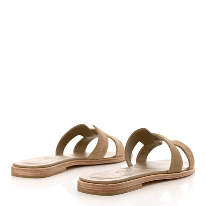 Hermes Suede Goatskin Oran Sandals 36.5 Beige Sable 4 of 9