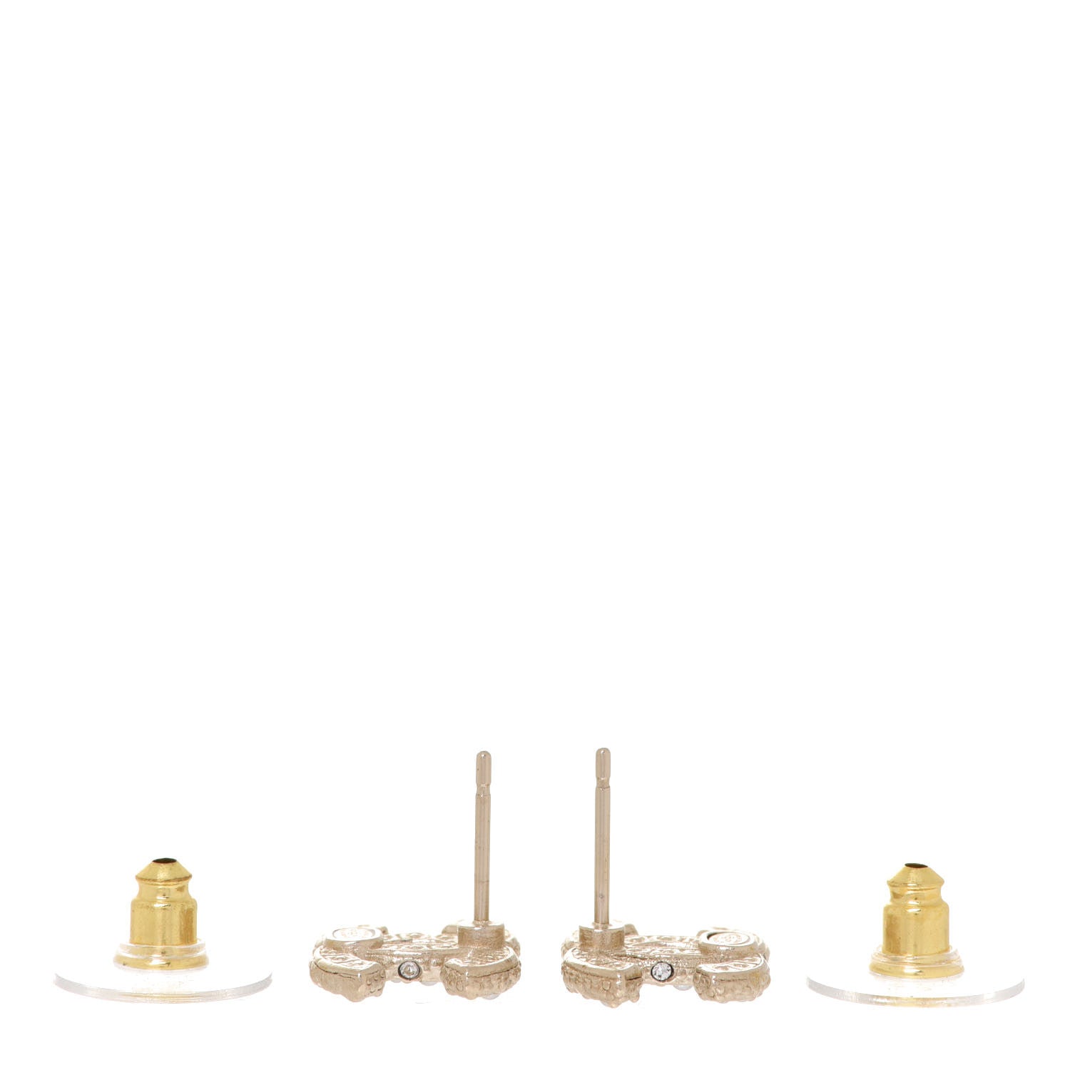 Chanel Metal Graduated Pearl Crystal CC Earrings Gold 3 of 5