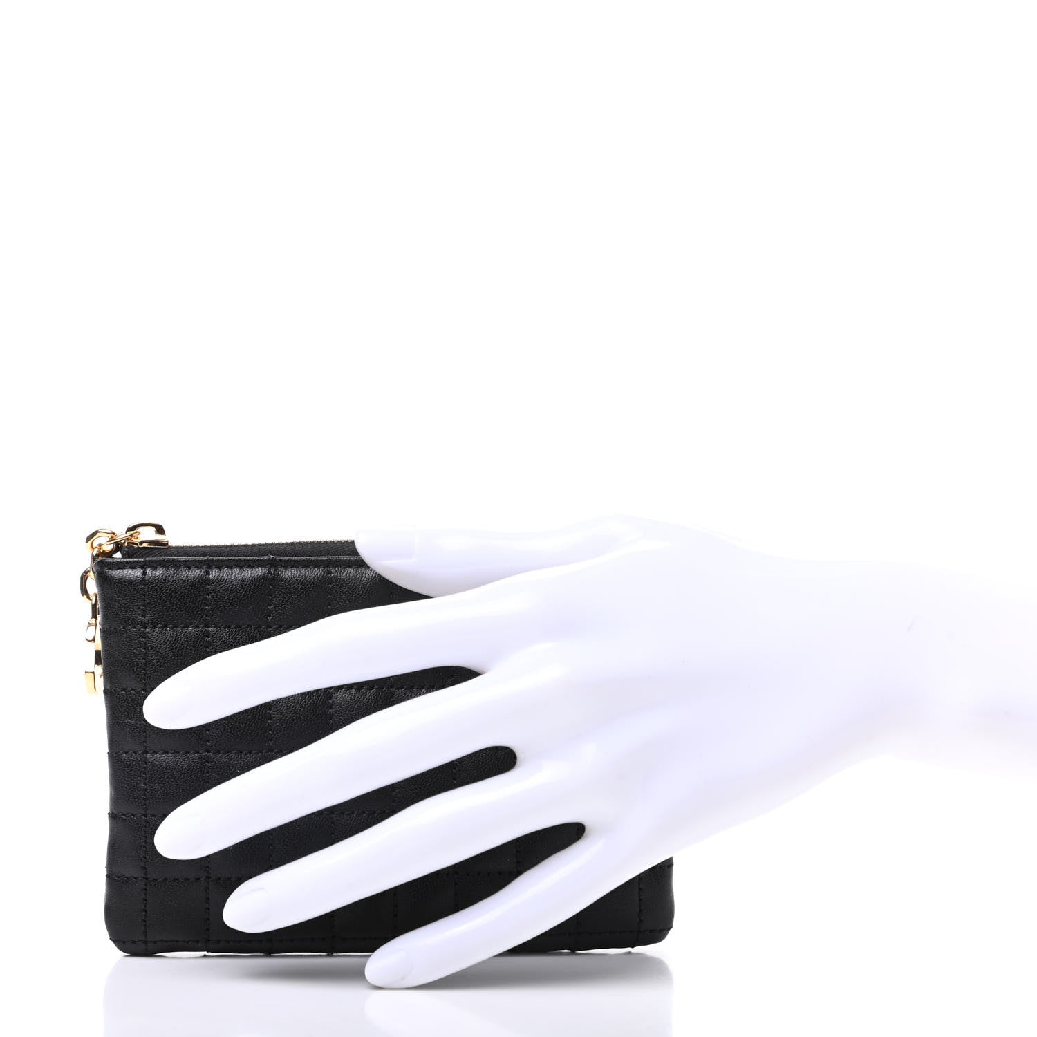 Celine Calfskin Quilted C Charm Coin Card Pouch Black 2 of 7