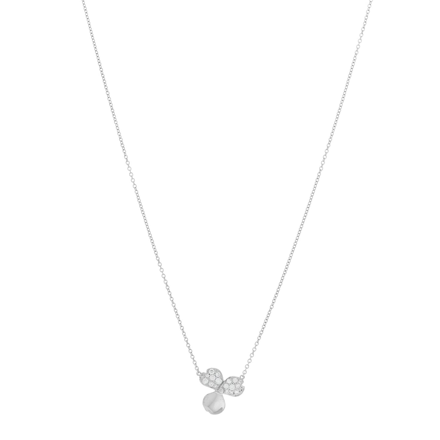 Platinum Diamond .17ctw Small Paper Flowers Pendant Necklace