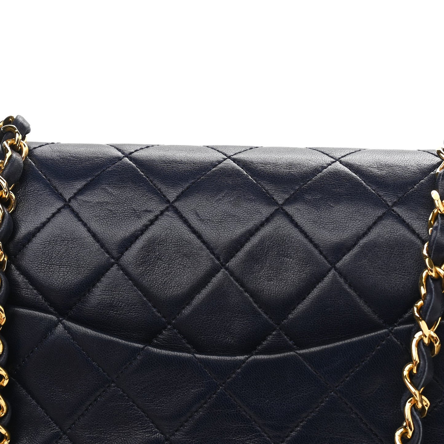 Lambskin Quilted Small Double Flap Navy