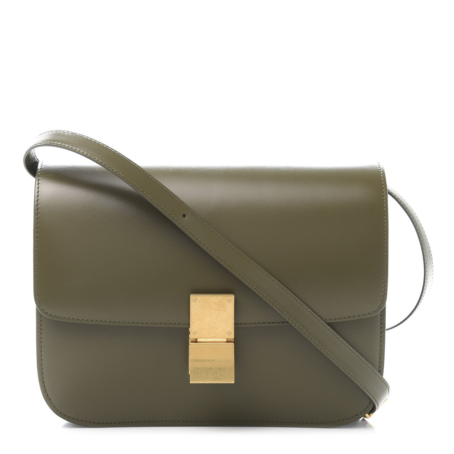 Celine Box Calfskin Classic Box Medium Flap Bag Army Green 1 of 10