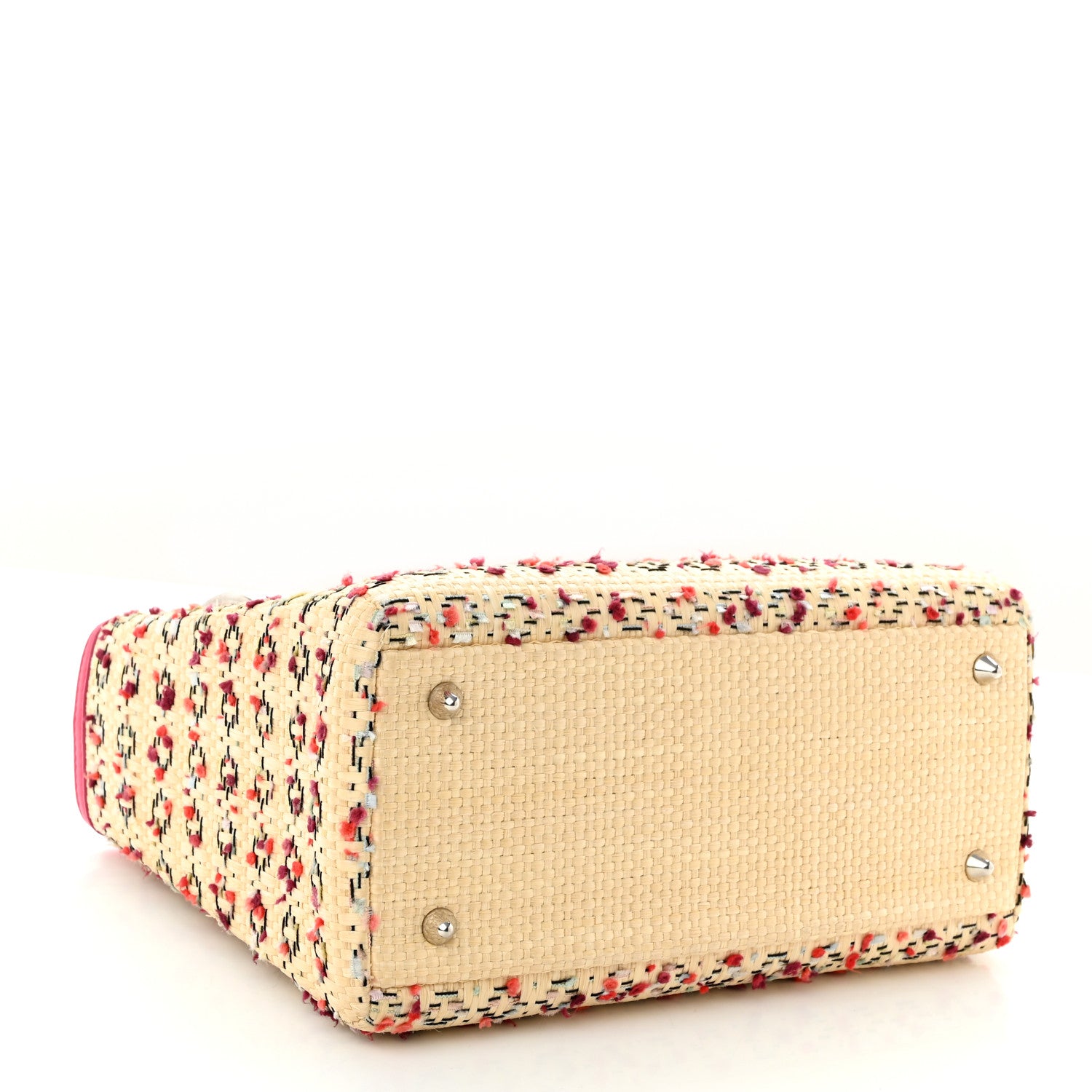 Christian Dior Raffia Tweed Medium Lady Dior Pink Beige 3 of 11