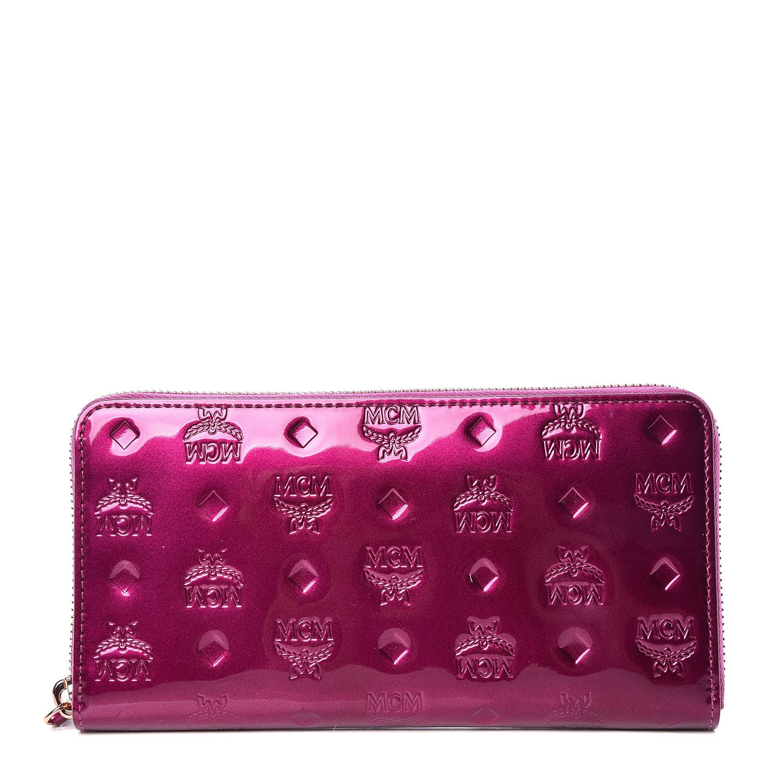 MCM Mongram Patent Large Zip Around Wallet Viva Lila 1 of 8