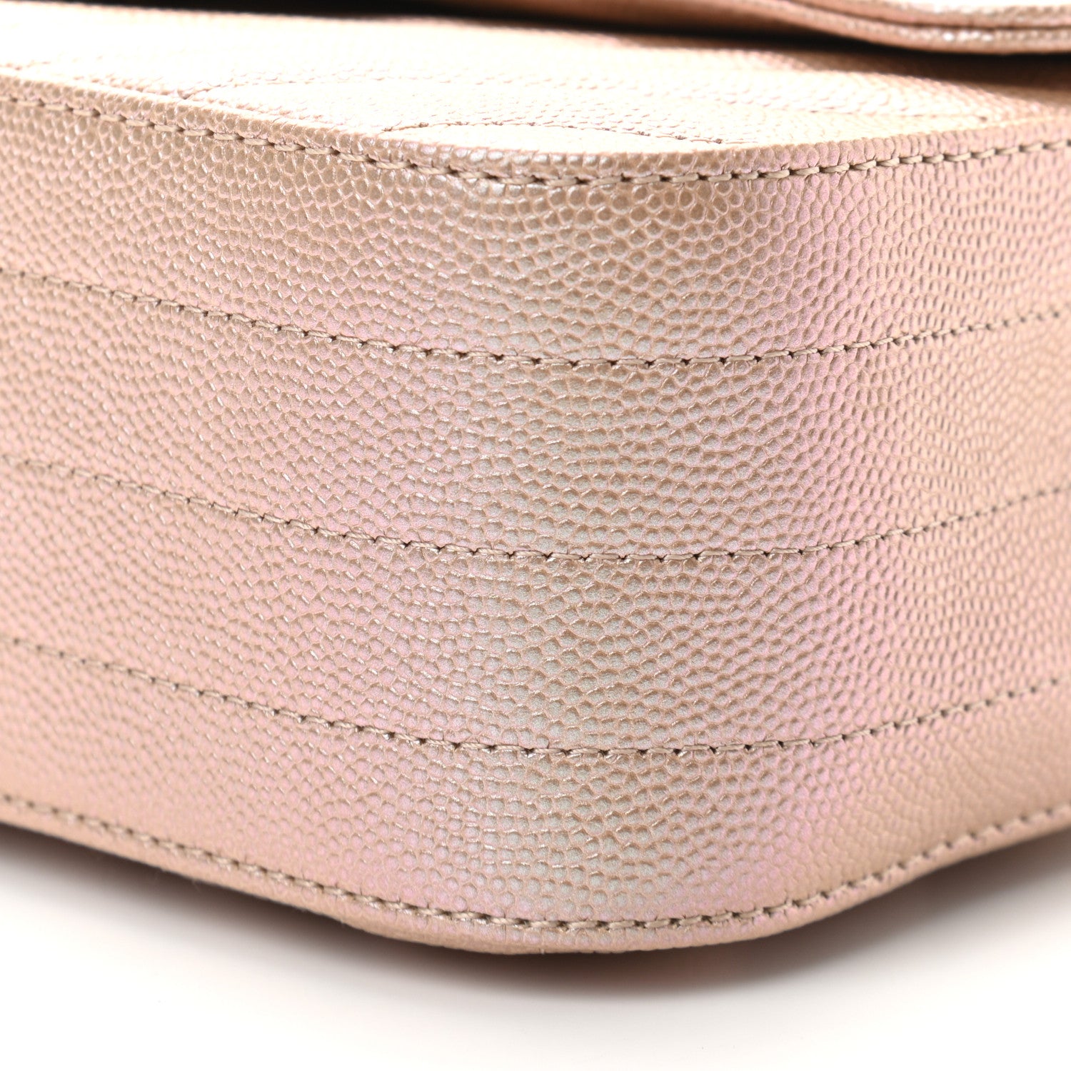 Chanel Iridescent Caviar Chevron Quilted Mini Rectangular Flap Light Gold 10 of 11
