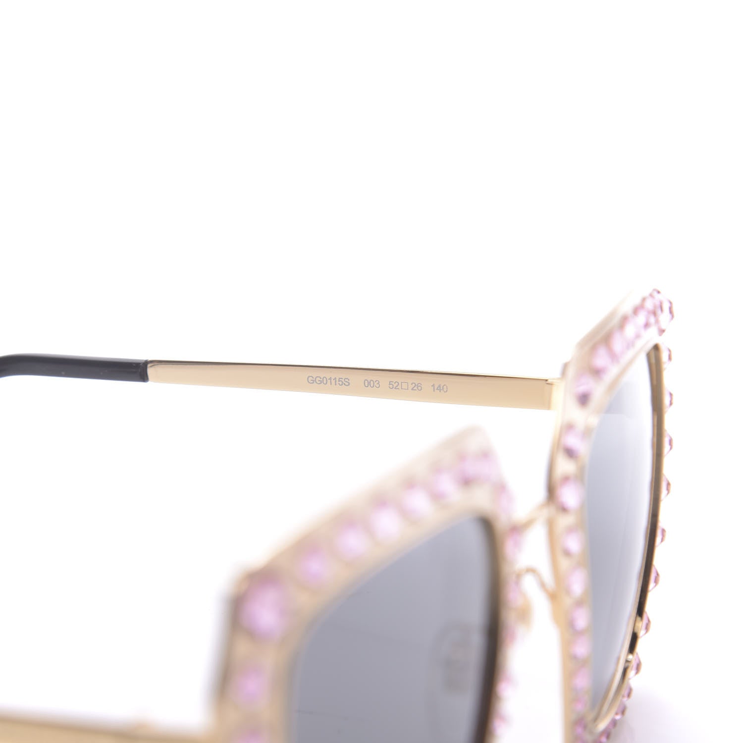 Gucci Metal Acetate Crystal Oversize GG0115S Sunglasses Rose Gold 6 of 9