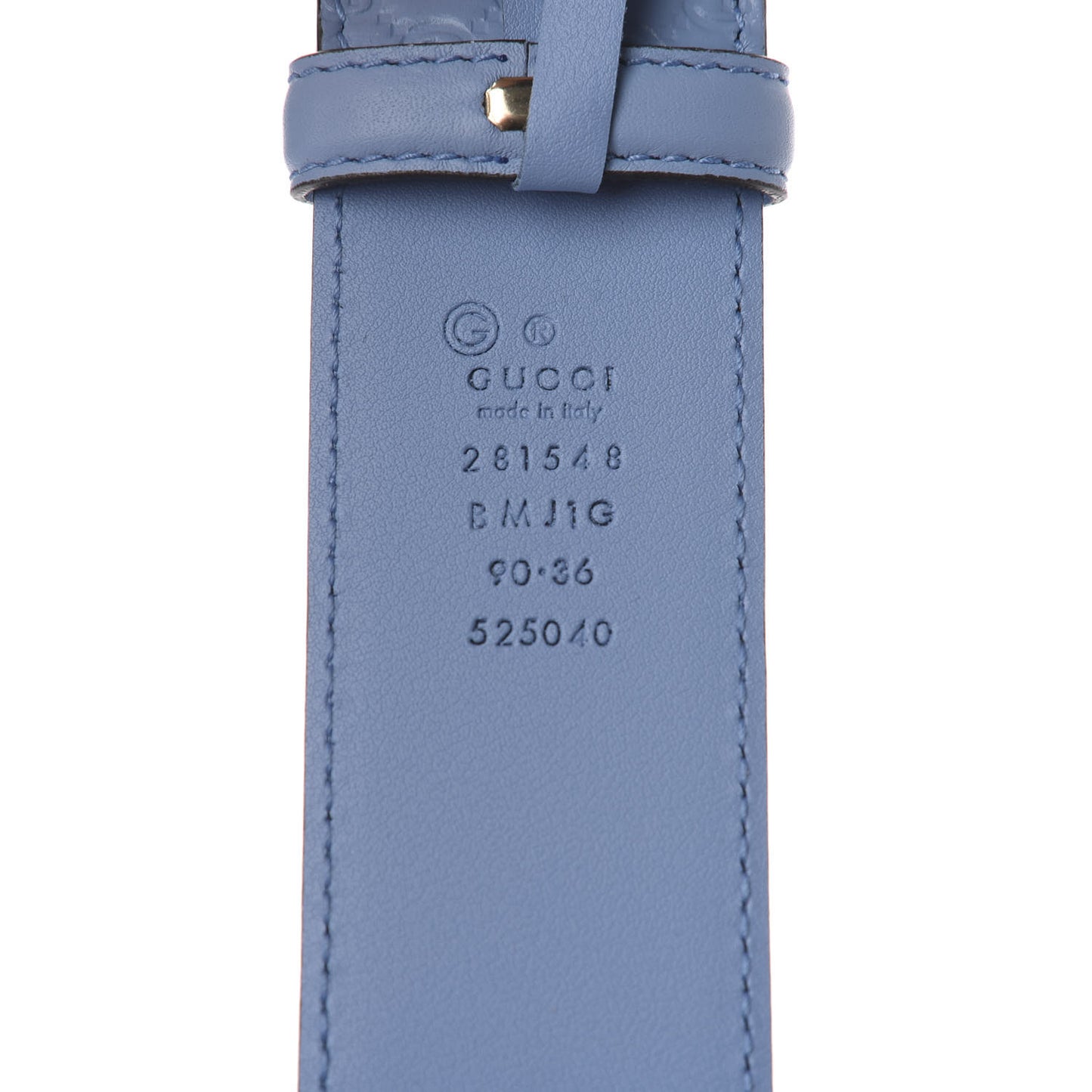 Soft Microguccissima Margaux Calfskin Belt 90 36 Mineral Blue