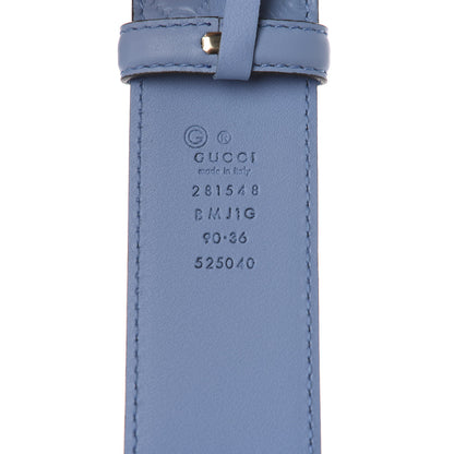 Gucci Soft Microguccissima Margaux Calfskin Belt 90 36 Mineral Blue 3 of 5