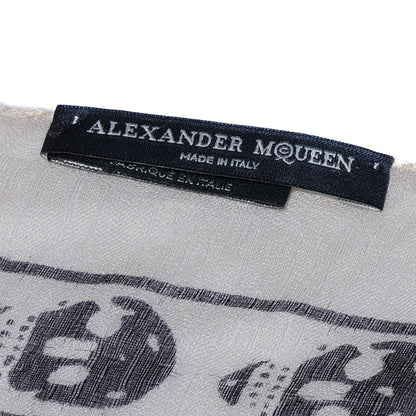 Alexander McQueen Silk Chiffon Skull Scarf Ivory Black 5 of 6