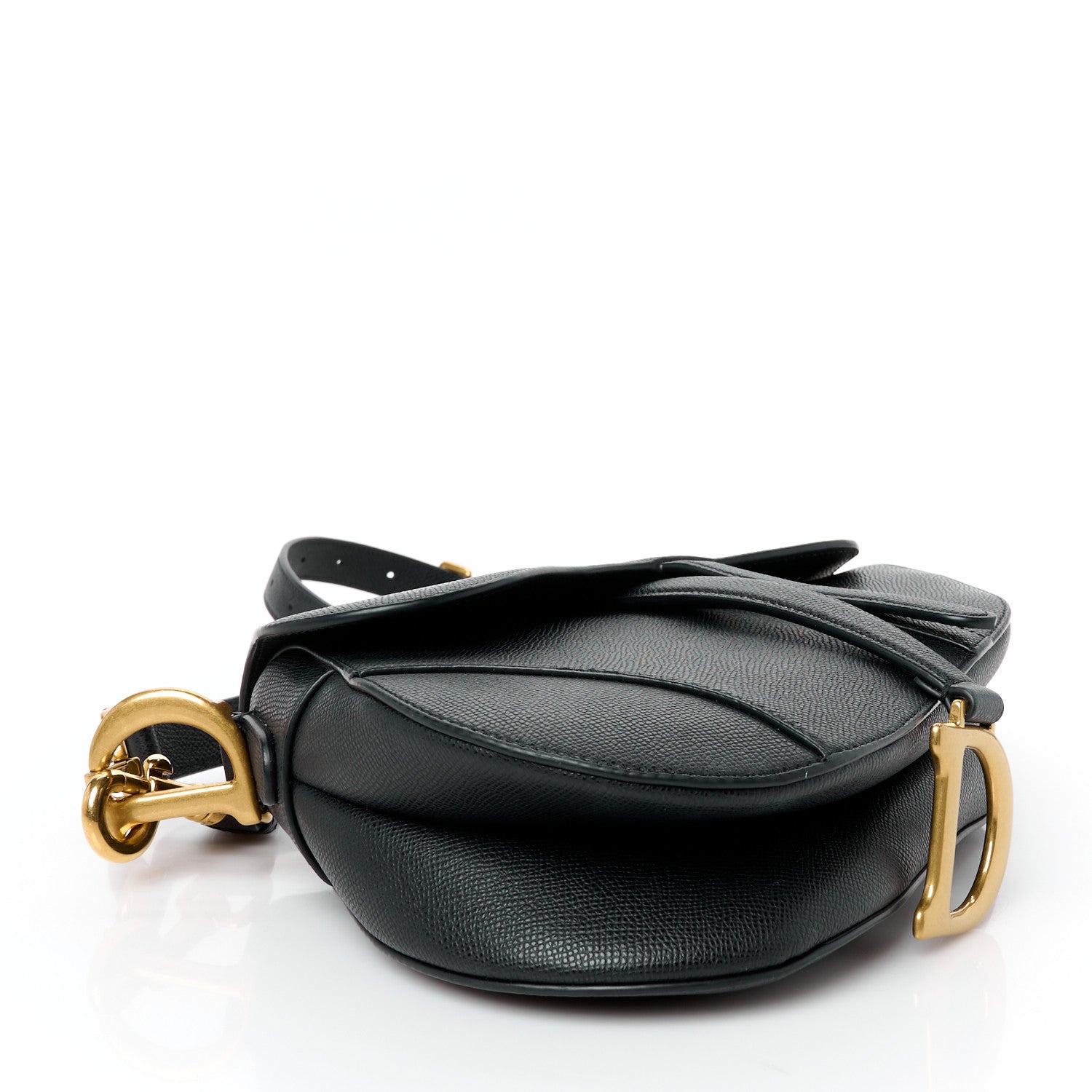 Christian Dior Grained Calfskin Saddle Bag With Strap Black 4 of 16