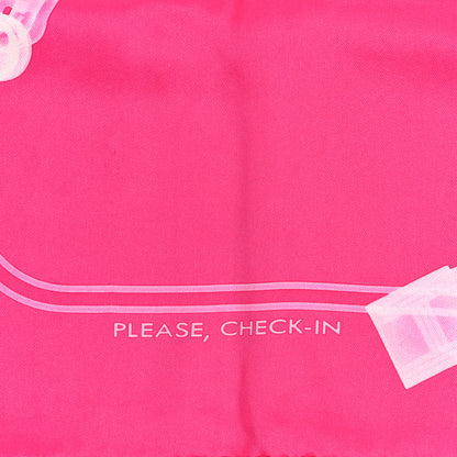 Hermes Silk Please Check In Scarf 70 Rose Vif Rose Bonbon 4 of 5