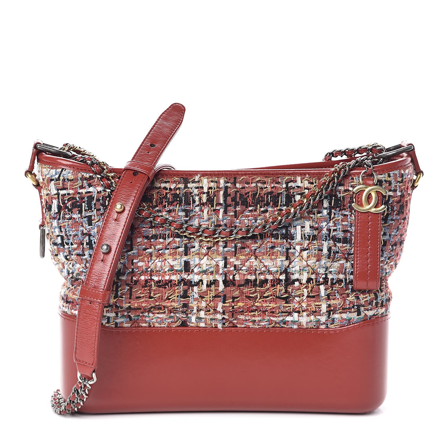 Chanel Tweed Calfskin Medium Gabrielle Hobo Red 1 of 10