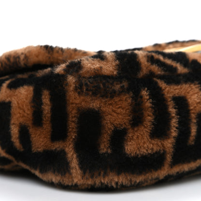 Fendi Shearling Vitello Dolce Macro FF 1974 Baguette Tobacco Black 9 of 10