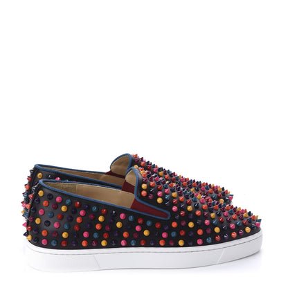 Christian Louboutin Calfskin Spikes Mens Roller Boat Flat 41 Black Multicolor 4 of 9